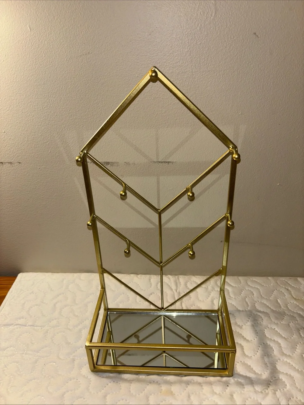 Gold Mirrored Jewelry Organizer Stand - Home Storage & Organization